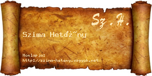 Szima Hetény névjegykártya